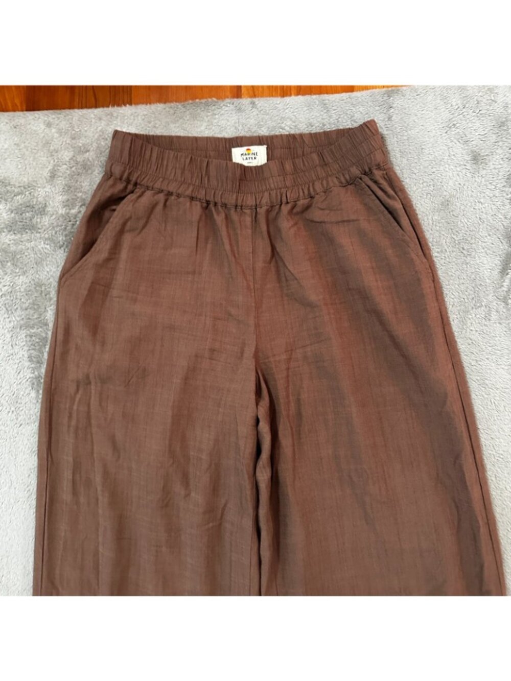Marine Layer Allison Trouser Brown Wide Leg Pull On Lyocell Pants Women's SMALL - Picture 2 of 8